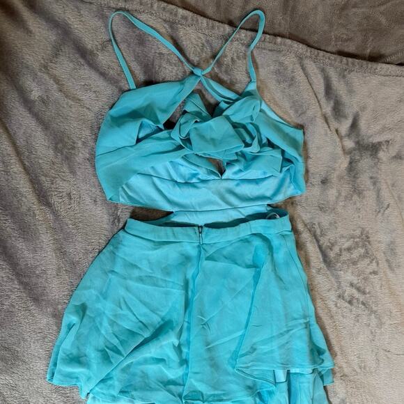 NWT Lulu’s Tier and Now Blue Tie-Back Tiered Maxi Dress Size XXS Side Cut Out - Picture 9 of 10